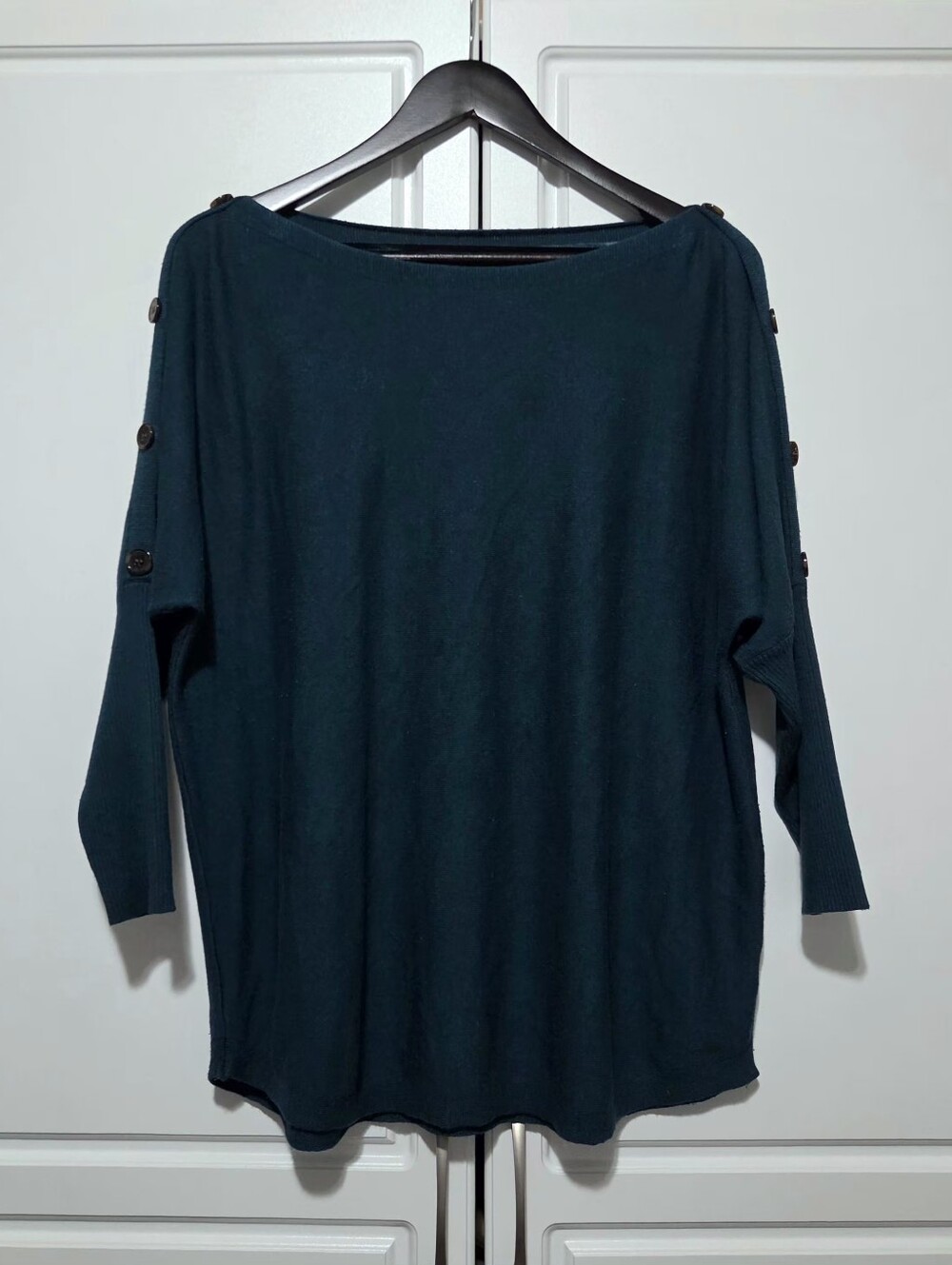 Cable & Gauge Womens Dark Teal Soft Knit Dolman Sleeve Boatneck Pullover Sweater